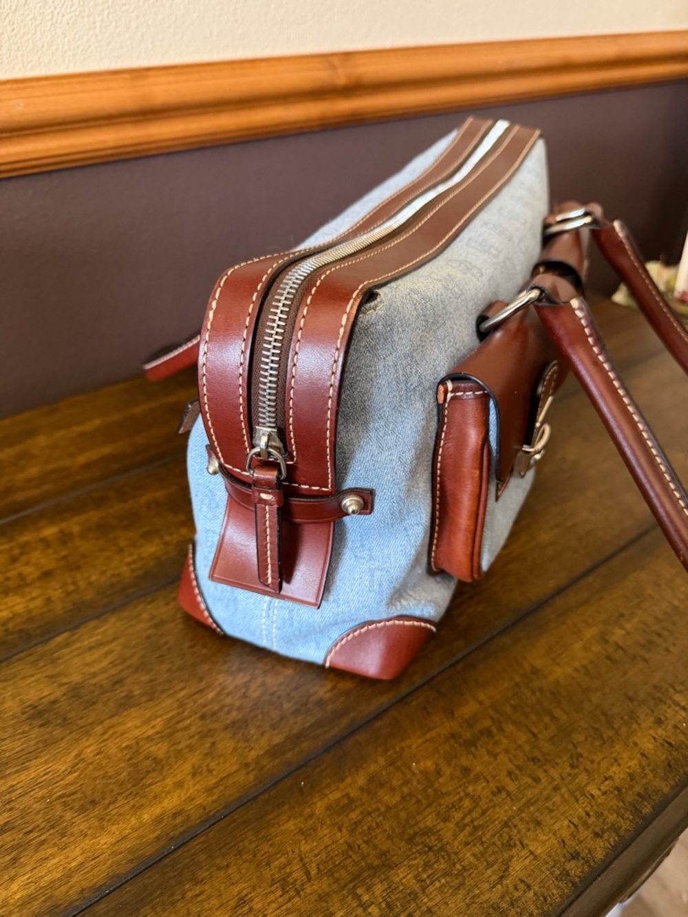 ✨Vintage Dooney & Bourke Y2K Denim Monogram Shoulder Bag Satchel✨ - Picture 8 of 14